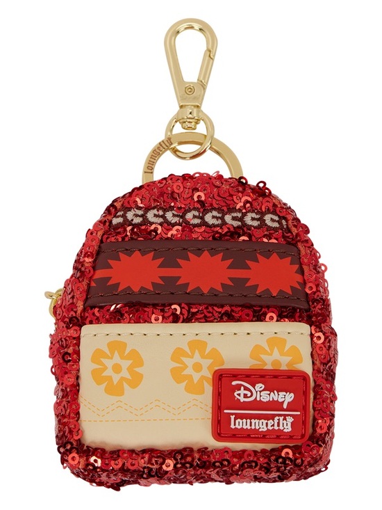 Loungefly Handbags - Loungefly Red Sequin Mini Backpack Keychain with Cream & Yellow Floral Panel
